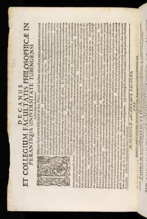 Decanus Et Collegium Facultatis Philosophicae In Perantiqua Universitate Tubingensi Lectori Benevolo Salutem!
