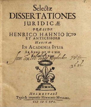 Selectae Dissertationes Iuridicae