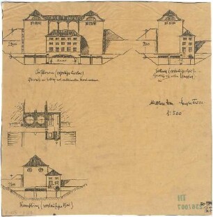 Fischer, Theodor; Aufkirchen; Kraftstufe - Grundriss, Ansichten