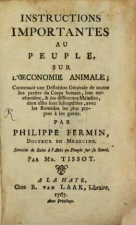 Instructions importantes au peuple sur l'economie animale
