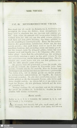 Cap. III. Mittelhochdeutsche Vocale