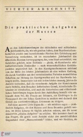 Die praktischen Aufgaben der Museen