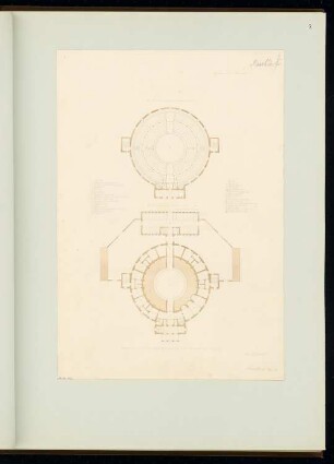 Circus Monatskonkurrenz März 1852: Grundriss Unterbau, Zuschauerraum; Maßstabsleiste, Legende