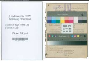 Entnazifizierung Eduard Dicke , geb. 10.04.1911 (Schriftsteller)