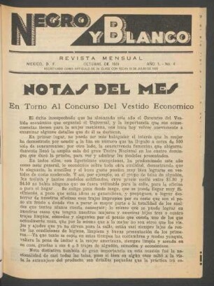 Notas del mes : En torno al Concurso del Vestido económico