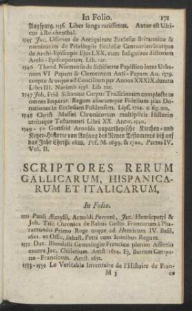 Scriptores Rerum Gallicarum, Hispanicarum Et Italicarum, In Folio