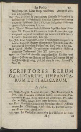 Scriptores Rerum Gallicarum, Hispanicarum Et Italicarum, In Folio