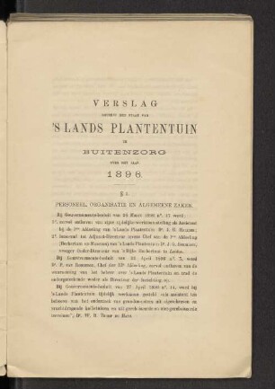 § 1. Personeel, Organisatie en algemeene Zaken.
