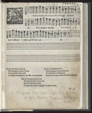 Giovanni Maria Nanino: Il primo libro delle Canzonette a 3 voci. Tenore