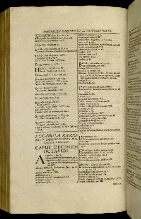 Vocabula Rariora Et Significationes Inusitatas Exhibens. Caput Decimum Octavum