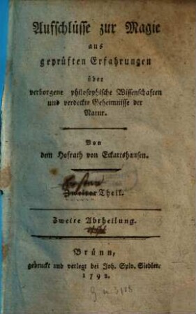 Aufschlüsse zur Magie aus geprüften Erfahrungen über verborgene philosophische Wissenschaften und verdeckte Geheimnisse der Natur, 2,2