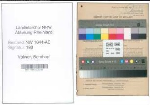 Entnazifizierung Bernhard Volmer , geb. 09.09.1899 (Beamter)