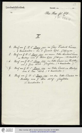 Briefnetzwerk der Gebrüder Grimm : Landesbibliothek und Murhardsche Bibliothek Kassel