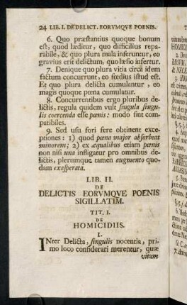 24-69, Lib. II. De Delictis Eorumque Poenis Sigillatim.