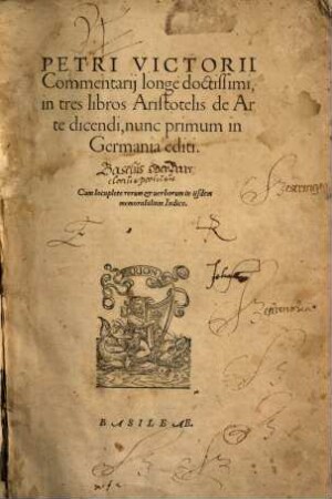Petri Victorii commentarii longe doctissimi, in tres libros Aristotelis de arte dicendi