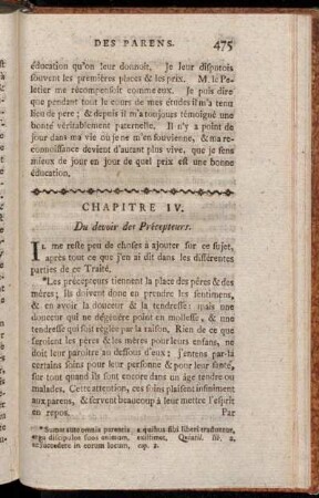 Chapitre IV. Du devoir des Précepteurs.