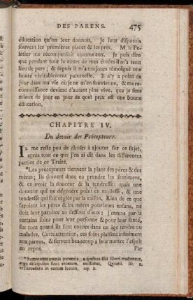 Chapitre IV. Du devoir des Précepteurs.