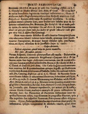 Christo Benedicente! Et Magnif. JCtorum Ordine consentiente, Sub Præsidio ... Dn. Samuelis Strykii ... Schediasma De Jure Praeceptorum, publice ventilandum In Illustri Academiâ Viadrinâ. D. XXVI. Nov. A. MDCLXXXV. H. Lq[ue] C. Proponet Respondens Autor Christian Busse, Spreâ Coloniens.