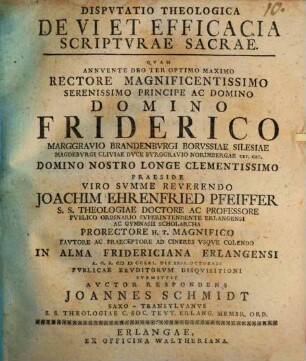 Dispvtatio theologica De vi et efficacia Scriptvrae Sacrae