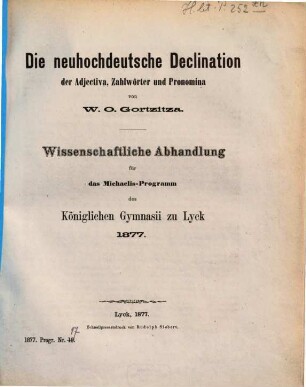 Jahresbericht des Königlichen Gymnasiums zu Lyck : für das Schuljahr .... 1876/77