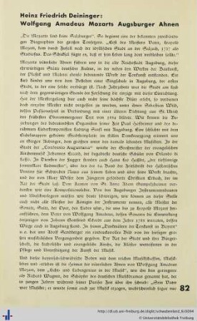 Wolfgang Amadeus Mozarts Augsburger Ahnen.