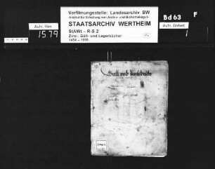 Gült- und Zinsbüchlein über Bettingen und Urphar am Main, Lindelbach, Kembach und Dietenhan