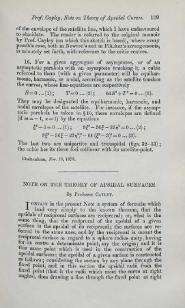 Note on the theory of apsidal surfaces.