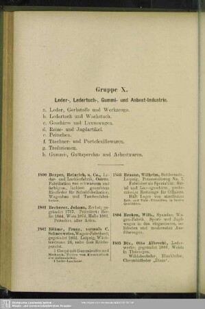 Gruppe X. Leder-, Ledertuch-, Gummi- und Asbest-Industrie
