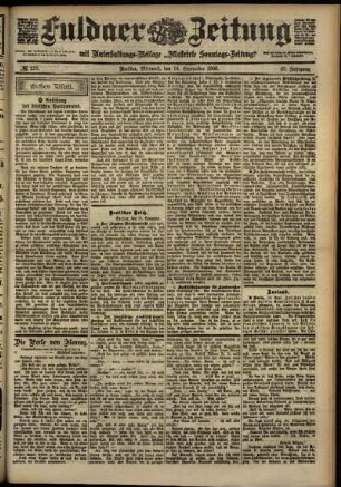 Erste Ausgabe vom Mittwoch, den 19. September 1900.
