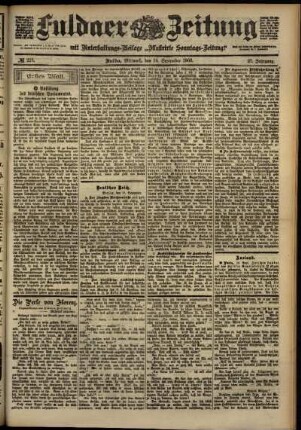 Erste Ausgabe vom Mittwoch, den 19. September 1900.