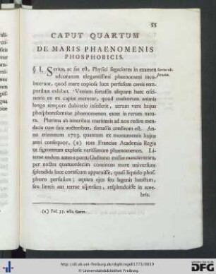 Caput Quartum. De Maris Phaenomenis Phosphoricis.
