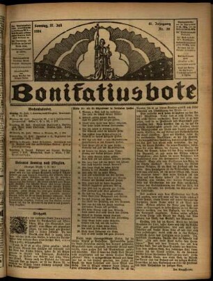 Erste Ausgabe vom Sonntag, den 27. Juli 1924.