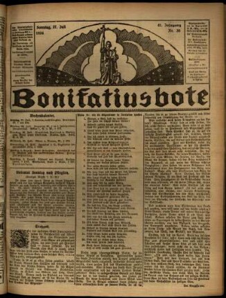Erste Ausgabe vom Sonntag, den 27. Juli 1924.