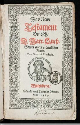Das Newe Testament Deudsch : Sampt einem ordentlichen Register