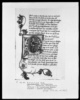 Heiligenleben — Initiale P (hilippus) mit Apostel Philippus
