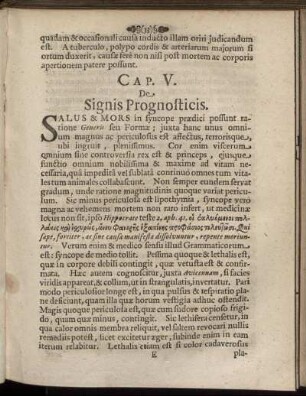Cap. V. De Signis Prognosticis