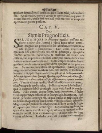 Cap. V. De Signis Prognosticis