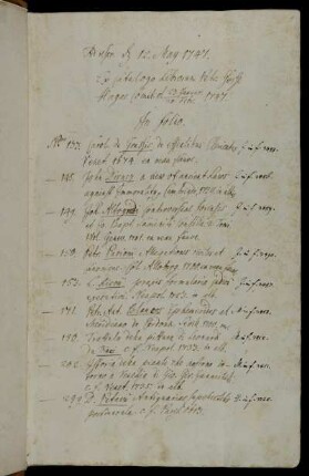Ex Catalogo Librorum Petr. Gosse Hagae Comit. 23 Januar / 20. Febr. 1747.