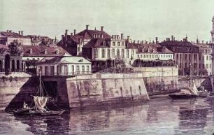 Dresden vom rechten Elbufer oberhalb der Augustusbrücke : Dresden, Boote, Canaletto