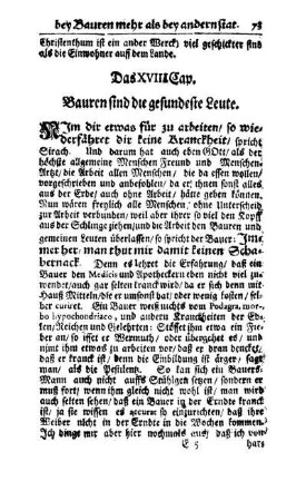 Das XVIII. Cap. Bauren sind die gesundeste Leute