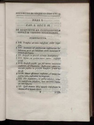 Cap. I. Sect. II. De Requisitis Ad Confessionem Ciuilem Omnino Necessariis.