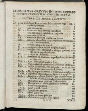 Conspectus casuum in tomo primo consultationum contentorum.