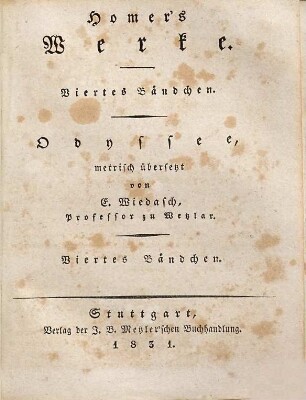 Homer's Werke, 4. Odyssee ; Bdch. 4