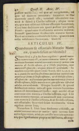 Articulus IV. Quandonam sit essentialis Mutatio Materiae, quando solum accidentalis?
