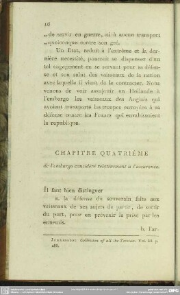 Chapitre Quatrième de l' embargo considéré relativement à l' assurance