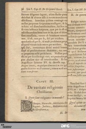 Caput III. De veritate religionis Christianæ.