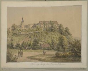 Die Schlosskirche und das Schloss in Niederplanitz (Zwickau) von Westen
