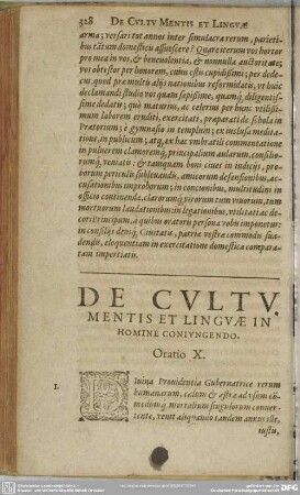 [Oratio X.] De Cultu. Mentis Et Linguae In Homine Coniungendo