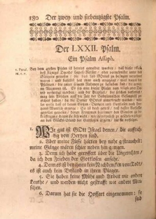 Der LXXII. Psalm. Ein Psalm Assaph.