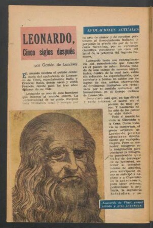 Leonardo, cinco siglos después : Evocaciones actuales